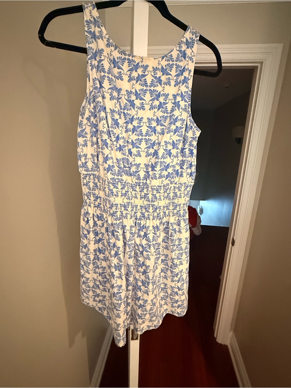Universal Thread White Dress with Blue Floral Print